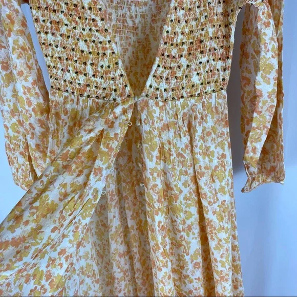 Free People | Intimately Free Kadence Duster | Robe | Beaded Smocked size Small - Picture 8 of 9